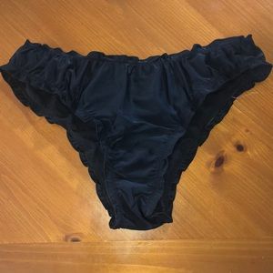 Black Lettuce Trimmed Bikini Bottoms